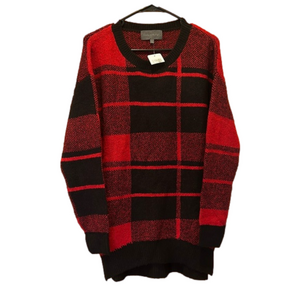 Sunday In Brooklyn Red & Black Plaid Crew Neck Pullover Sweater NWT